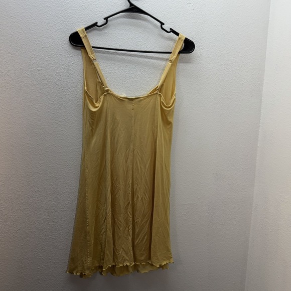 Vintage Victoria's Secret Slip Dress SZ S Yellow Lace Up Mini Gold Label Fairy - Picture 5 of 9